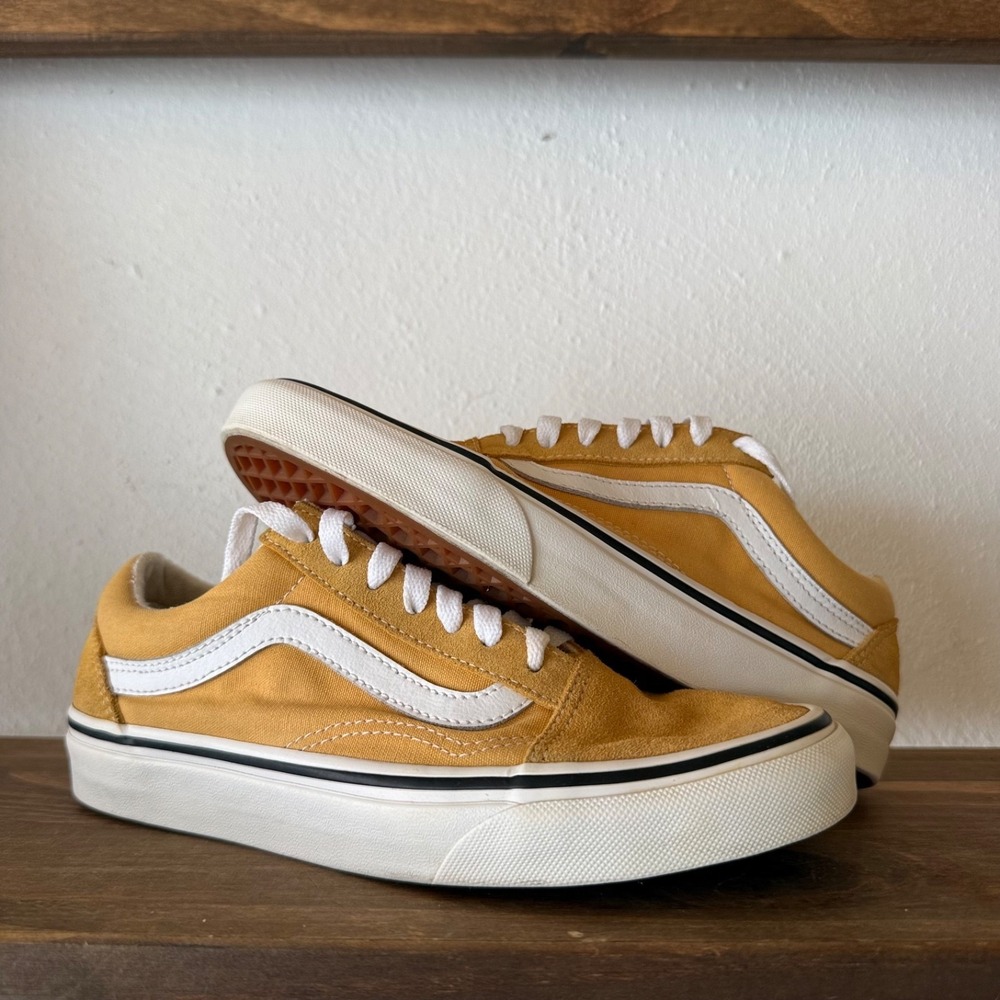 Vans Old Skool Sneakers Golden Yellow Canvas Suede Men's Size 5.5